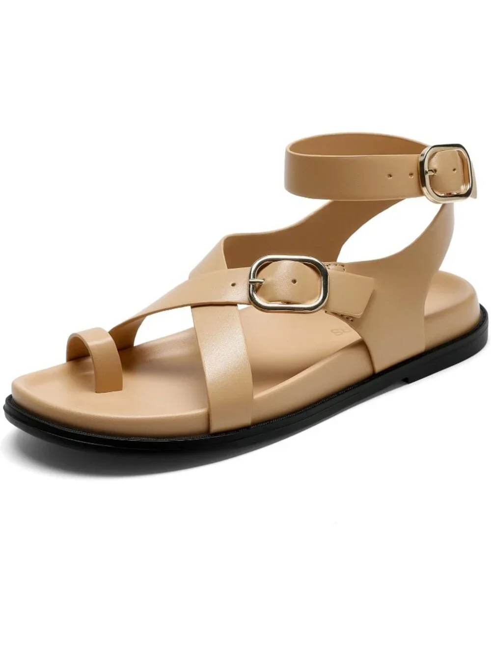 Women's Nude Flat Thong Comfortable Solid Footbed Strappy Platform Sandal Shoes